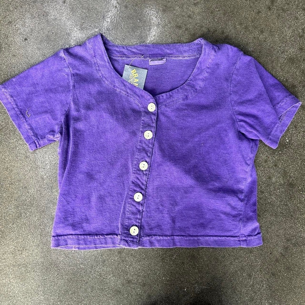 Vintage 90s Pinwheels Purple Size Small Button Up Crop Top